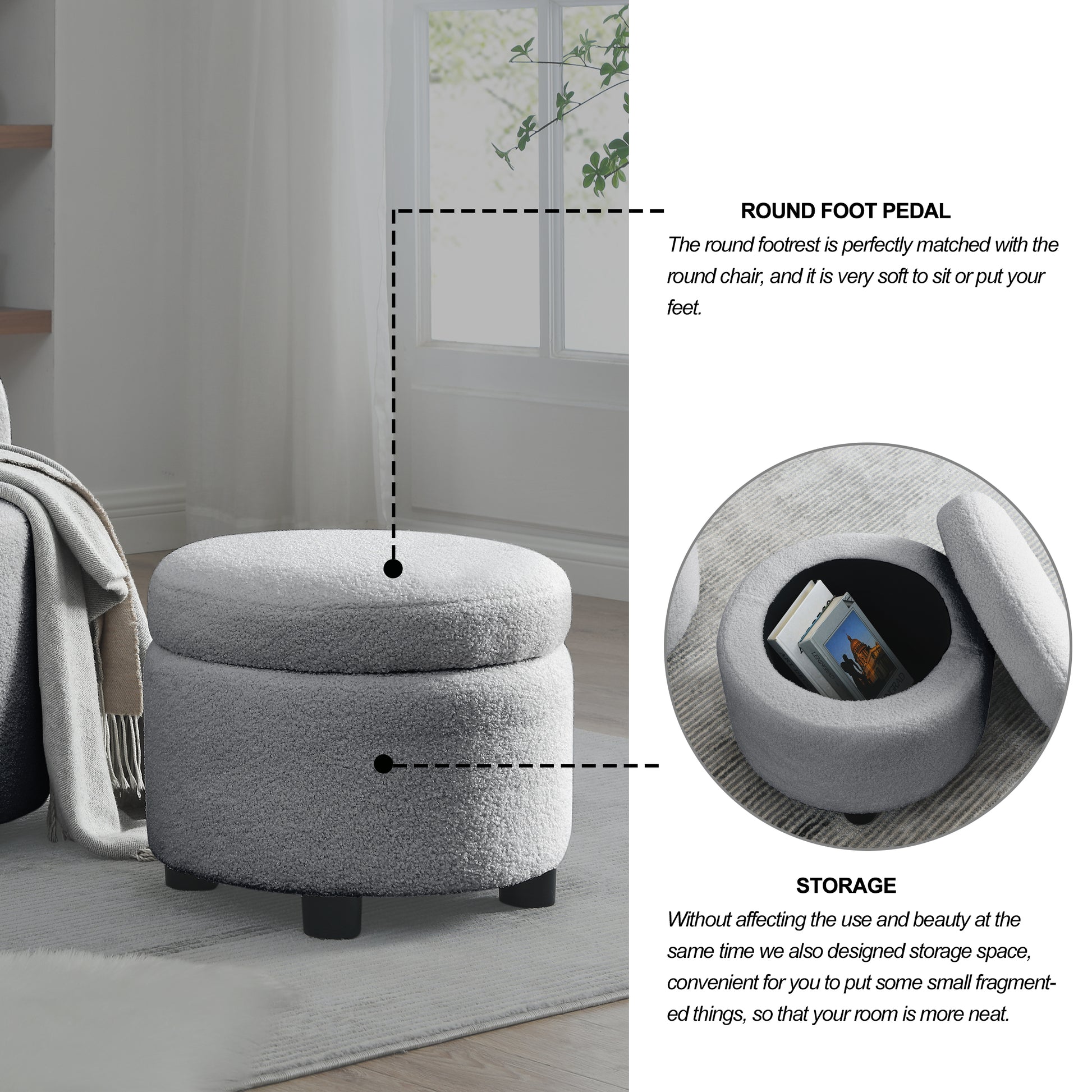 Video Welike Swivel Barrel Chair, Living Room Swivel Chair With Round Storage Chair, 360 Swivel Club Chair, Nursery, Bedroom, Office, Hotel With Upholstered Modern Armchair, Teddy Fabric Grey Teddy Foam Fabric