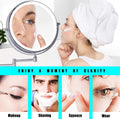 8 Inch Led Wall Mount Two Sided Magnifying Makeup Vanity Mirror 12 Inch Extension Matte Black 1X 3X Magnification Plug 360 Degree Rotation Waterproof Button Shaving Mirror Chrome Stainless Steel
