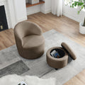 Video Welike Swivel Barrel Chair, Living Room Swivel Chair With Round Storage Chair, 360 Swivel Club Chair, Nursery, Bedroom, Office, Hotel With Upholstered Modern Armchair, Teddy Fabric Coffee Foam Fabric