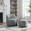 Video Welike Swivel Barrel Chair, Living Room Swivel Chair With Round Storage Chair, 360 Swivel Club Chair, Nursery, Bedroom, Office, Hotel With Upholstered Modern Armchair, Teddy Fabric Grey Teddy Foam Fabric