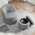 Video Welike Swivel Barrel Chair, Living Room Swivel Chair With Round Storage Chair, 360 Swivel Club Chair, Nursery, Bedroom, Office, Hotel With Upholstered Modern Armchair, Teddy Fabric Grey Teddy Foam Fabric