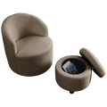 Video Welike Swivel Barrel Chair, Living Room Swivel Chair With Round Storage Chair, 360 Swivel Club Chair, Nursery, Bedroom, Office, Hotel With Upholstered Modern Armchair, Teddy Fabric Coffee Foam Fabric