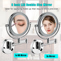 8 Inch Led Wall Mount Two Sided Magnifying Makeup Vanity Mirror 12 Inch Extension Matte Black 1X 3X Magnification Plug 360 Degree Rotation Waterproof Button Shaving Mirror Chrome Stainless Steel