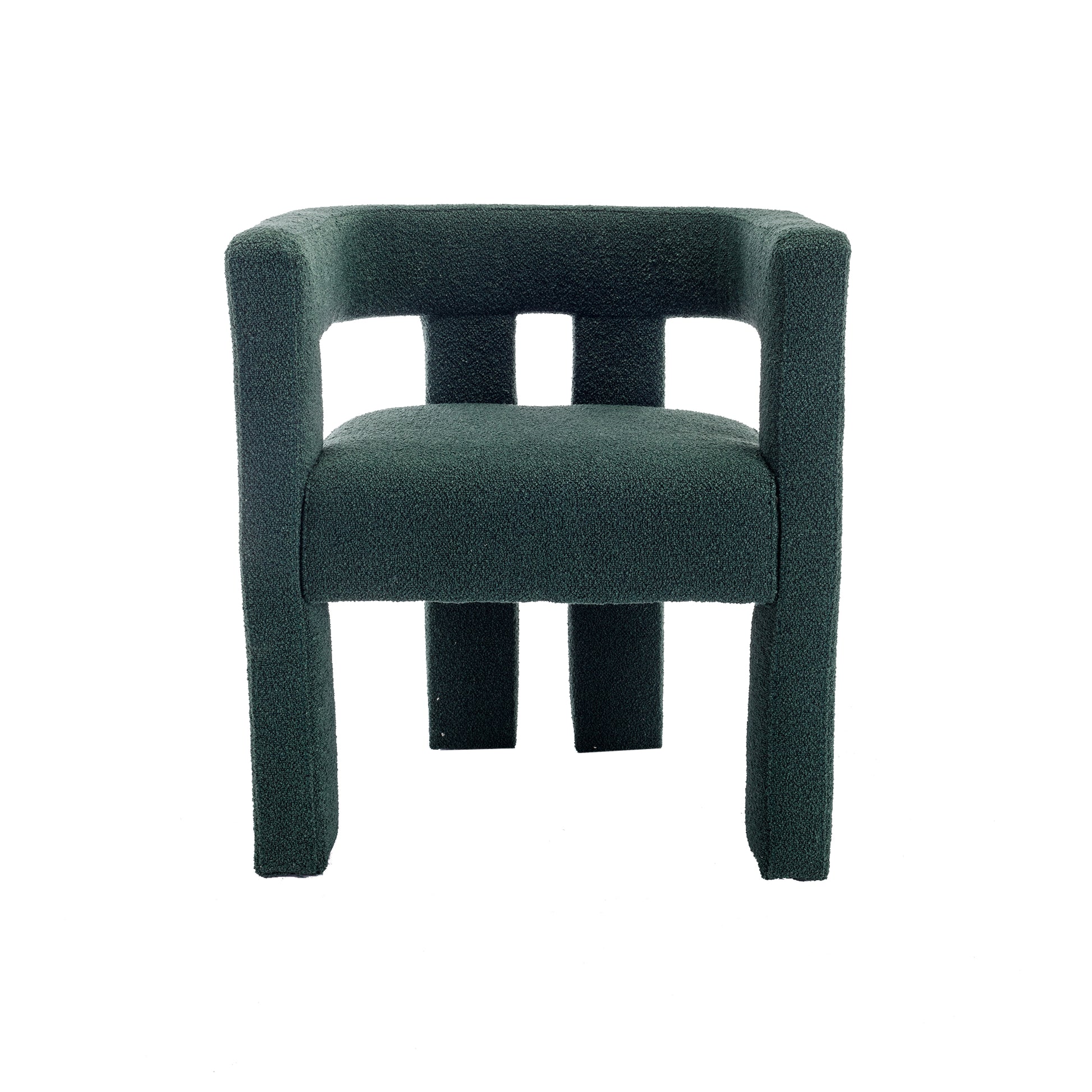 Coolmore Contemporary Designed Fabric Upholstered Accent Dining Chair Barrel Side Chairs Kitchen Armchair For Living Room 2Pc Set Emerald Boucle