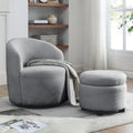 Video Welike Swivel Barrel Chair, Living Room Swivel Chair With Round Storage Chair, 360 Swivel Club Chair, Nursery, Bedroom, Office, Hotel With Upholstered Modern Armchair, Teddy Fabric Grey Teddy Foam Fabric