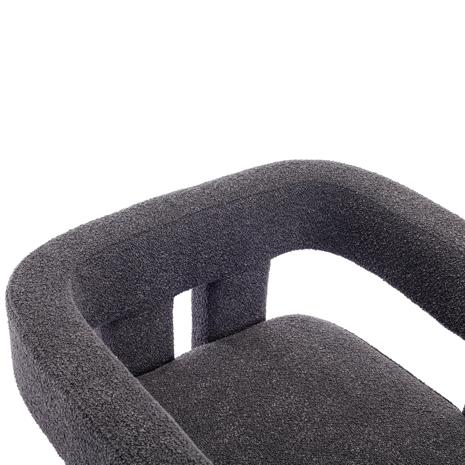 Coolmore Contemporary Designed Fabric Upholstered Accent Dining Chair Barrel Side Chairs Kitchen Armchair For Living Room 2Pc Set Carbon Black Boucle