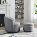 Video Welike Swivel Barrel Chair, Living Room Swivel Chair With Round Storage Chair, 360 Swivel Club Chair, Nursery, Bedroom, Office, Hotel With Upholstered Modern Armchair, Teddy Fabric Grey Teddy Foam Fabric