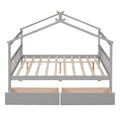 Full Size Wooden House Bed With Drawers, Gray Gray Solid Wood Mdf