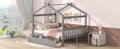 Full Size Wooden House Bed With Drawers, Gray Gray Solid Wood Mdf