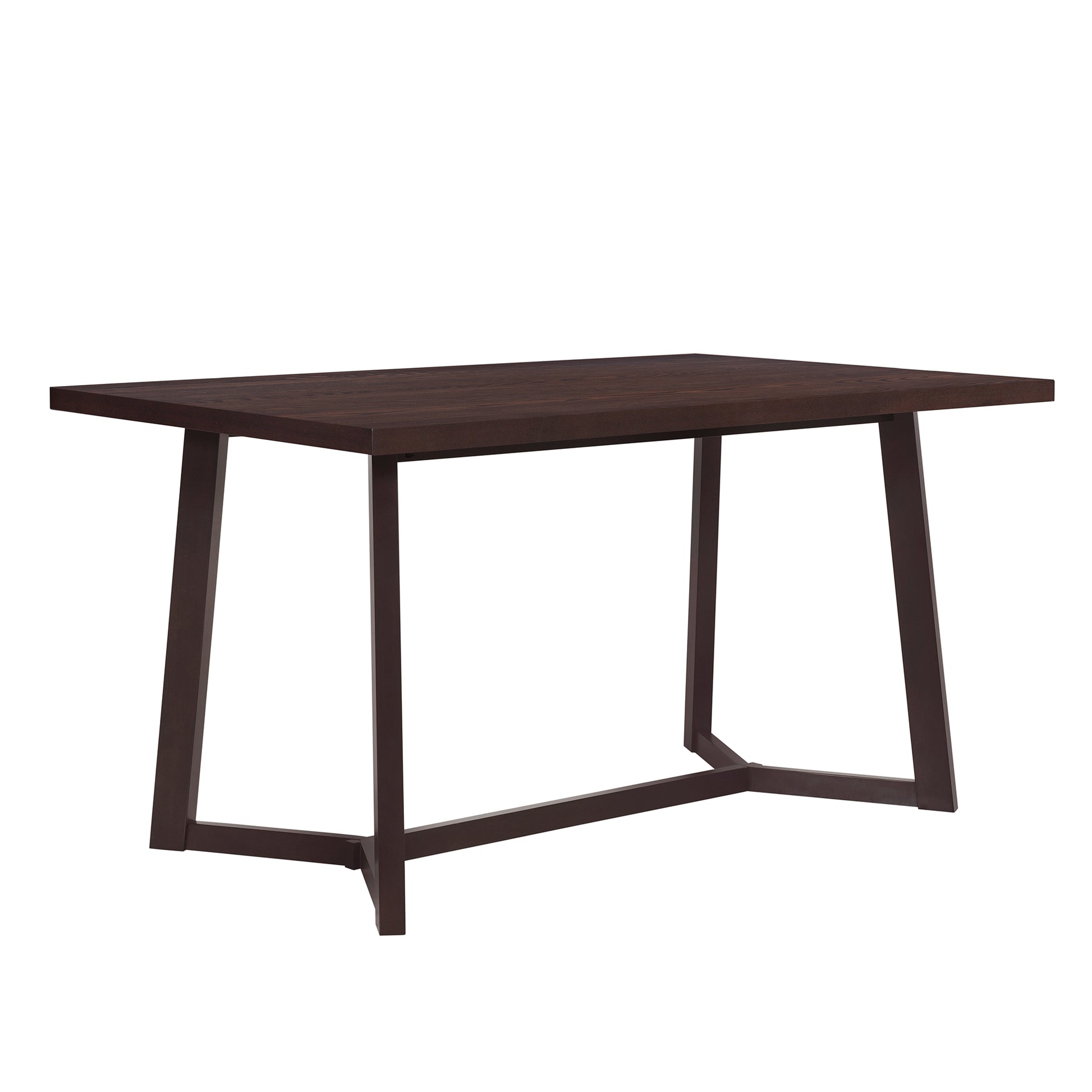 Farmhouse 6 Piece Wood Dining Table Set With 4 Upholstered Chairs And Bench, Dark Brown Brown Wood Dining Room Bench Seating Rubberwood Rectangular Dining Table With Chair And Bench Upholstered Chair Wood Dark Brown Solid Back Seats 6 Farmhouse Trestle