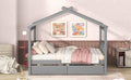 Full Size Wooden House Bed With Drawers, Gray Gray Solid Wood Mdf