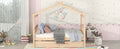 Full Size Wooden House Bed With Drawers, Natural Natural Solid Wood Mdf