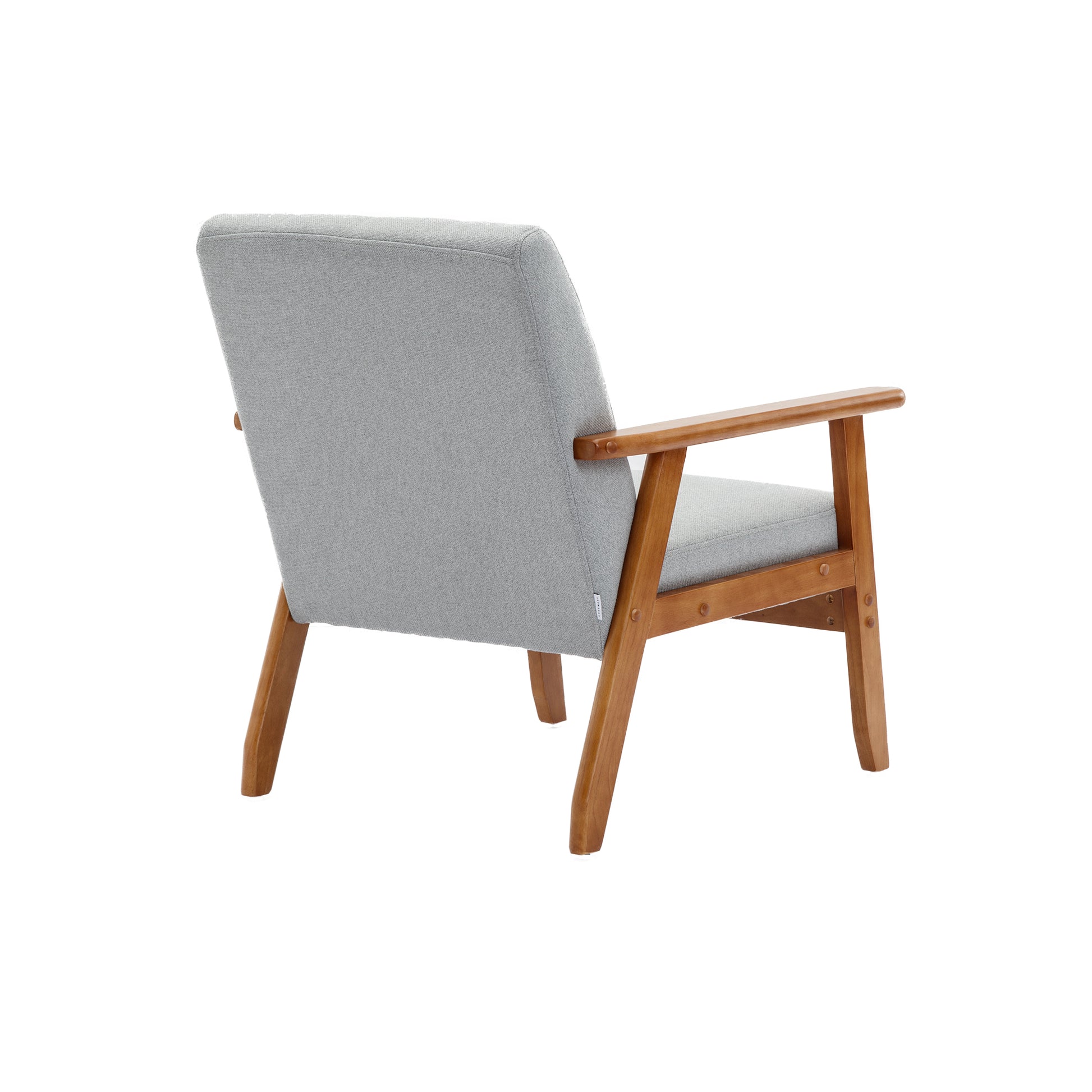 Leisure Chair With Solid Wood Armrest And Feet, Mid Century Modern Accent Chair, For Living Room Bedroom Studio Chair Light Gray Linen