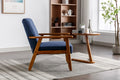 Leisure Chair With Solid Wood Armrest And Feet, Mid Century Modern Accent Chair, For Living Room Bedroom Studio Chair Navy Linen