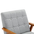 Leisure Chair With Solid Wood Armrest And Feet, Mid Century Modern Accent Chair, For Living Room Bedroom Studio Chair Light Gray Linen