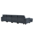 Modern Large L Shape Feather Filled Sectional Sofa, Convertible Sofa Couch With Reversible Chaise For Living Room Dark Gray Chenille 5 Seat