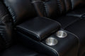 Manual Reclining Sofa Faux Leather Sofa Set Black Black Pu 5 Seat