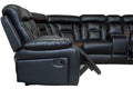 Manual Reclining Sofa Faux Leather Sofa Set Black Black Pu 5 Seat