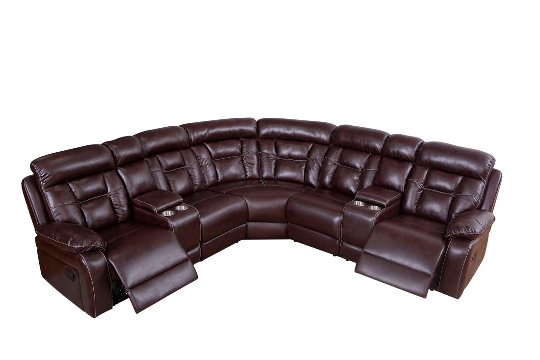 Sectional Sofa With Manual Reclining Brown Brown Pu