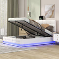 Full Size Tufted Upholstered Platform Bed With Hydraulic Storage System,Pu Storage Bed With Led Lights And Usb Charger, White Expected Arrival Time: 5.15,At White Pu
