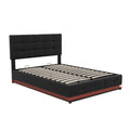 Full Size Tufted Upholstered Platform Bed With Hydraulic Storage System,Pu Storage Bed With Led Lights And Usb Charger, Black Black Pu