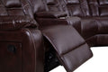 Sectional Sofa With Manual Reclining Brown Brown Pu
