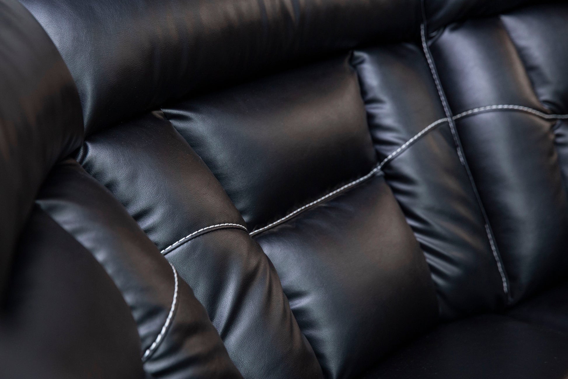 Manual Reclining Sofa Faux Leather Sofa Set Black Black Pu 5 Seat