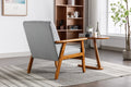 Leisure Chair With Solid Wood Armrest And Feet, Mid Century Modern Accent Chair, For Living Room Bedroom Studio Chair Light Gray Linen