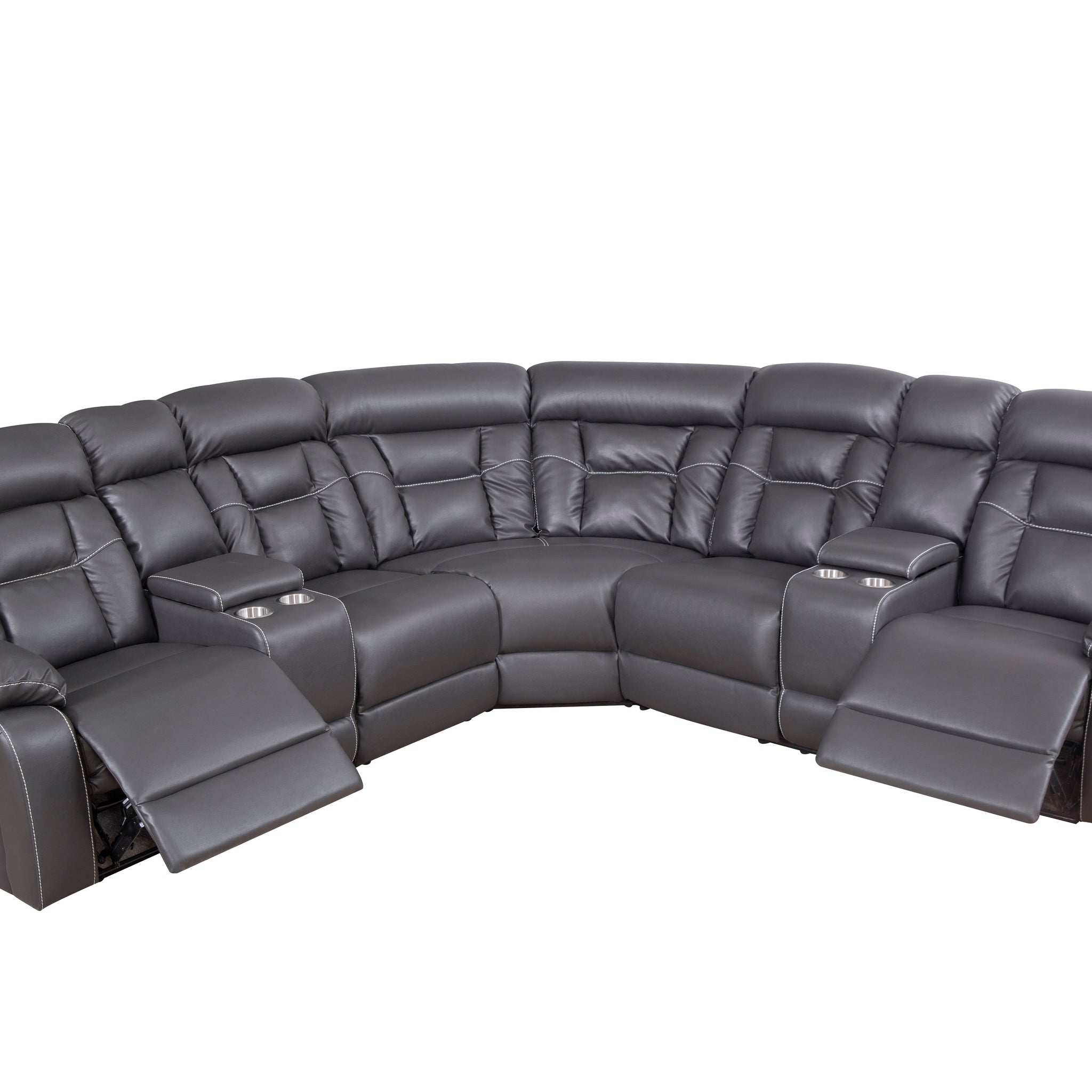 Faux Leather Reclining Sofa Grey Grey Pu 5 Seat