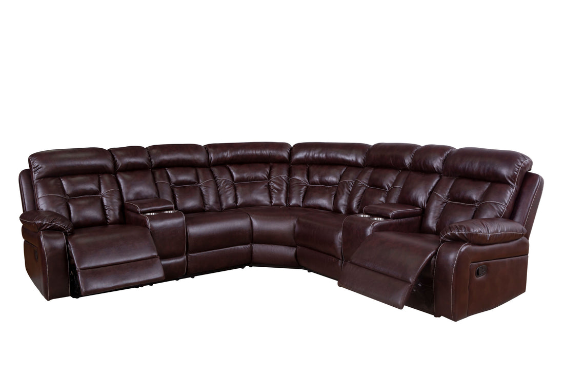 Sectional Sofa With Manual Reclining Brown Brown Pu