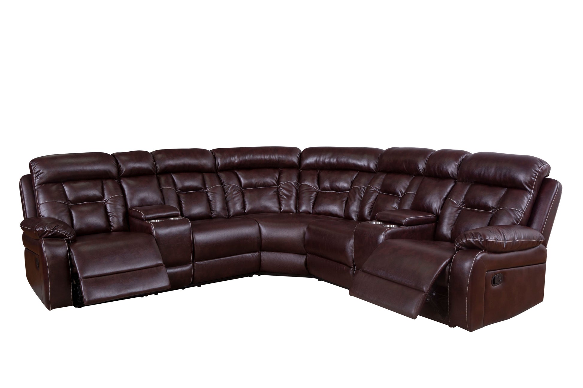 Sectional Sofa With Manual Reclining Brown Brown Pu