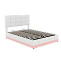 Full Size Tufted Upholstered Platform Bed With Hydraulic Storage System,Pu Storage Bed With Led Lights And Usb Charger, White Expected Arrival Time: 5.15,At White Pu