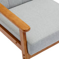 Accent Chairs Set Of 2 With Side Table, Mid Century Modern Accent Chair, Wood And Fabric Armchairs Side Chair, Lounge Reading Comfy Arm Chair For Living Room, Bedroom, Office Light Gray Polyester