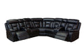 Manual Reclining Sofa Faux Leather Sofa Set Black Black Pu 5 Seat