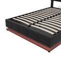 Full Size Tufted Upholstered Platform Bed With Hydraulic Storage System,Pu Storage Bed With Led Lights And Usb Charger, Black Black Pu