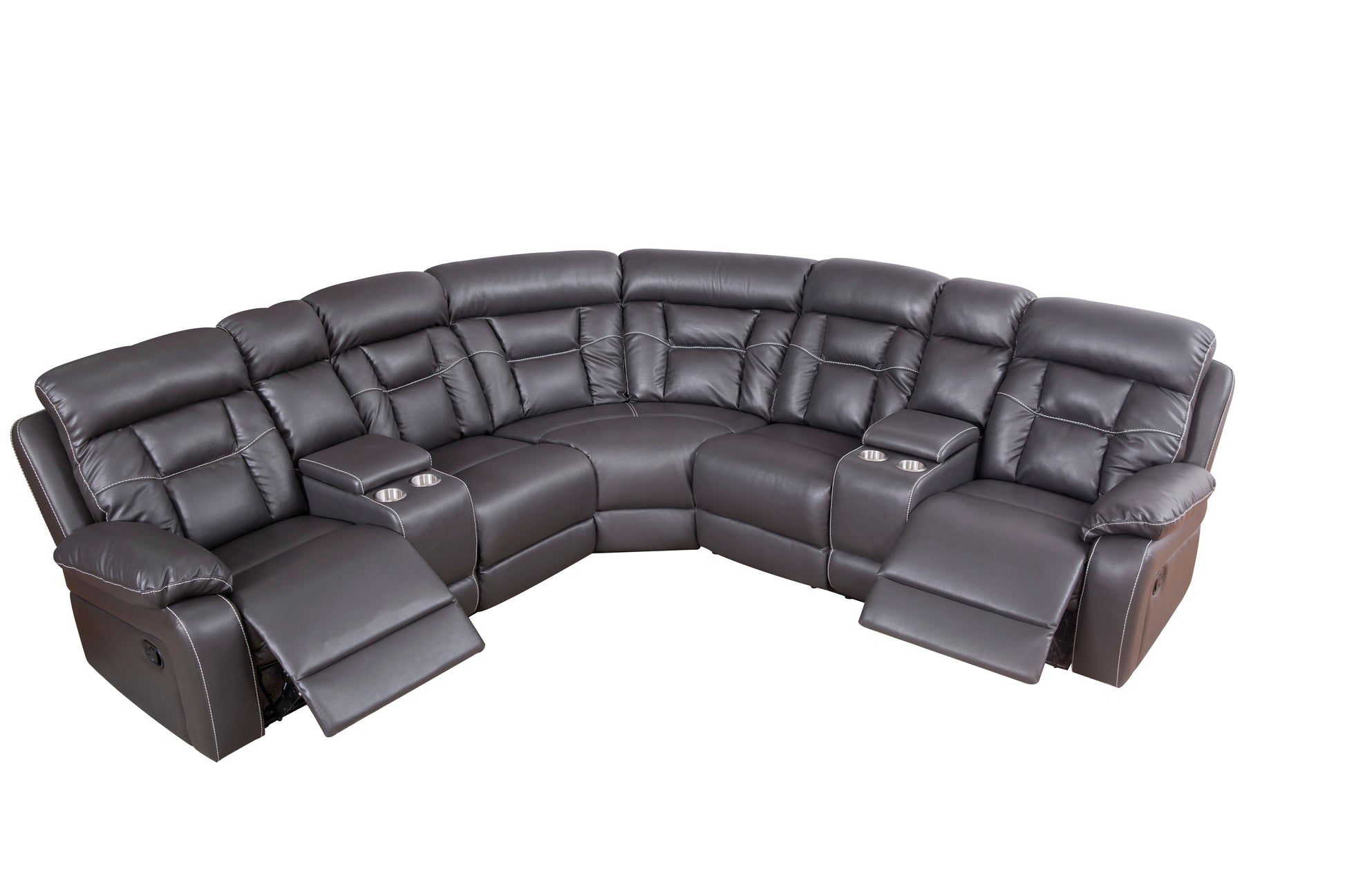 Faux Leather Reclining Sofa Grey Grey Pu 5 Seat