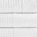 Cotton Waffle Jacquard Antimicrobial Bath Towel 6 Piece Set White Cotton