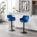 Bar Stools Set Of 2 Adjustable Barstools With Back And Footrest, Counter Height Bar Chairs For Kitchen, Pub Blue Blue Foam Fabric