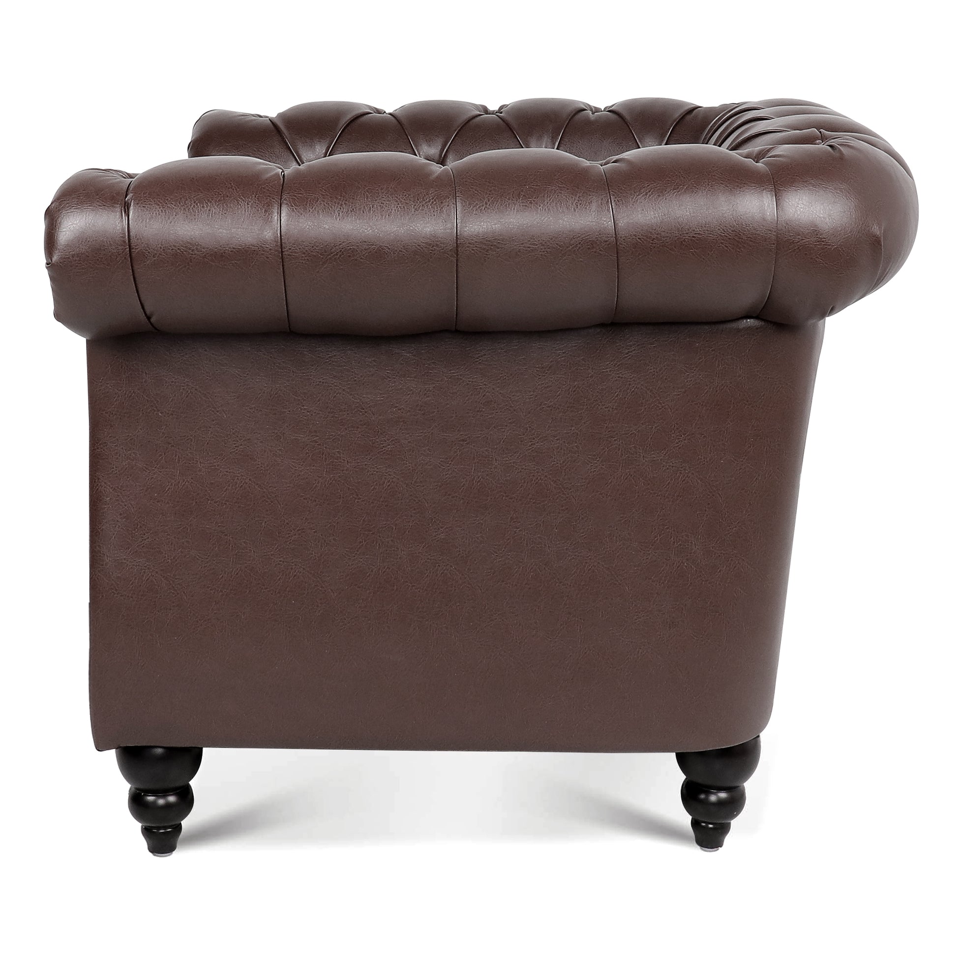 1 Seater Sofa For Living Room Dark Brown Pu