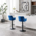 Bar Stools Set Of 2 Adjustable Barstools With Back And Footrest, Counter Height Bar Chairs For Kitchen, Pub Blue Blue Foam Fabric