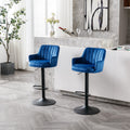 Bar Stools Set Of 2 Adjustable Barstools With Back And Footrest, Counter Height Bar Chairs For Kitchen, Pub Blue Blue Foam Fabric