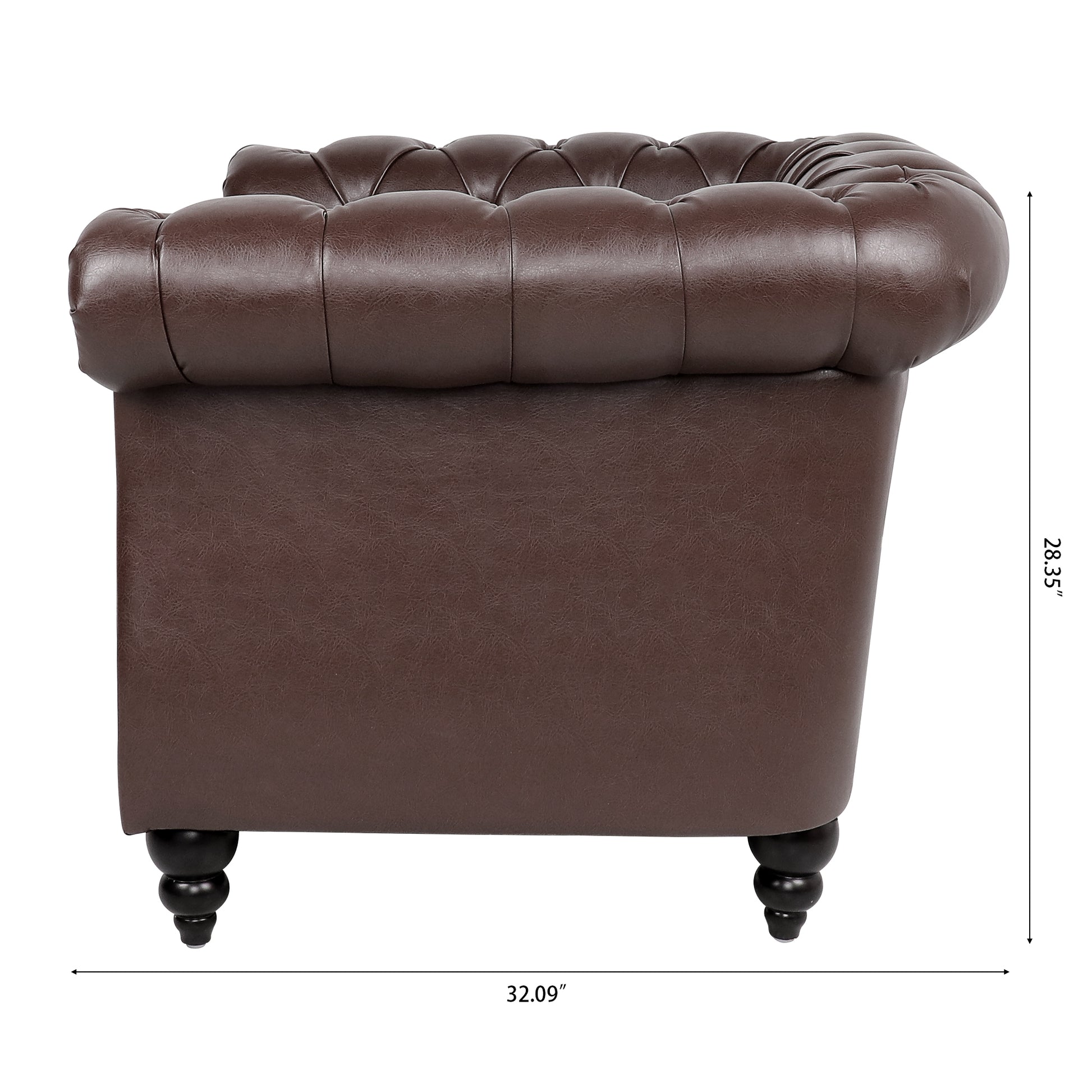 1 Seater Sofa For Living Room Dark Brown Pu