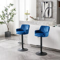 Bar Stools Set Of 2 Adjustable Barstools With Back And Footrest, Counter Height Bar Chairs For Kitchen, Pub Blue Blue Foam Fabric