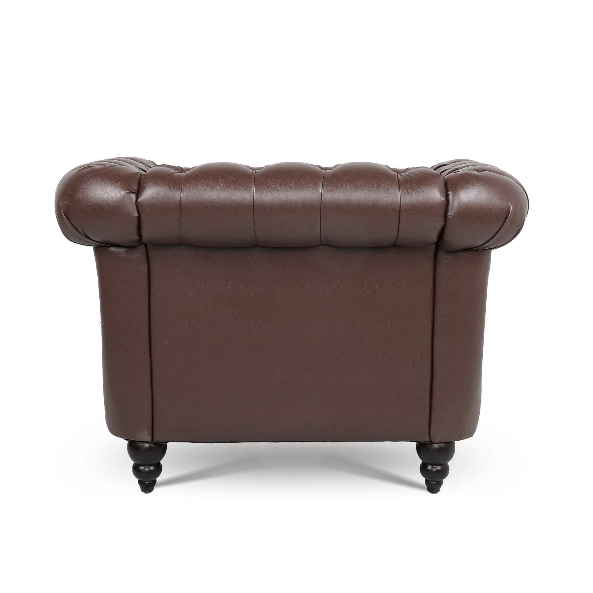 1 Seater Sofa For Living Room Dark Brown Pu