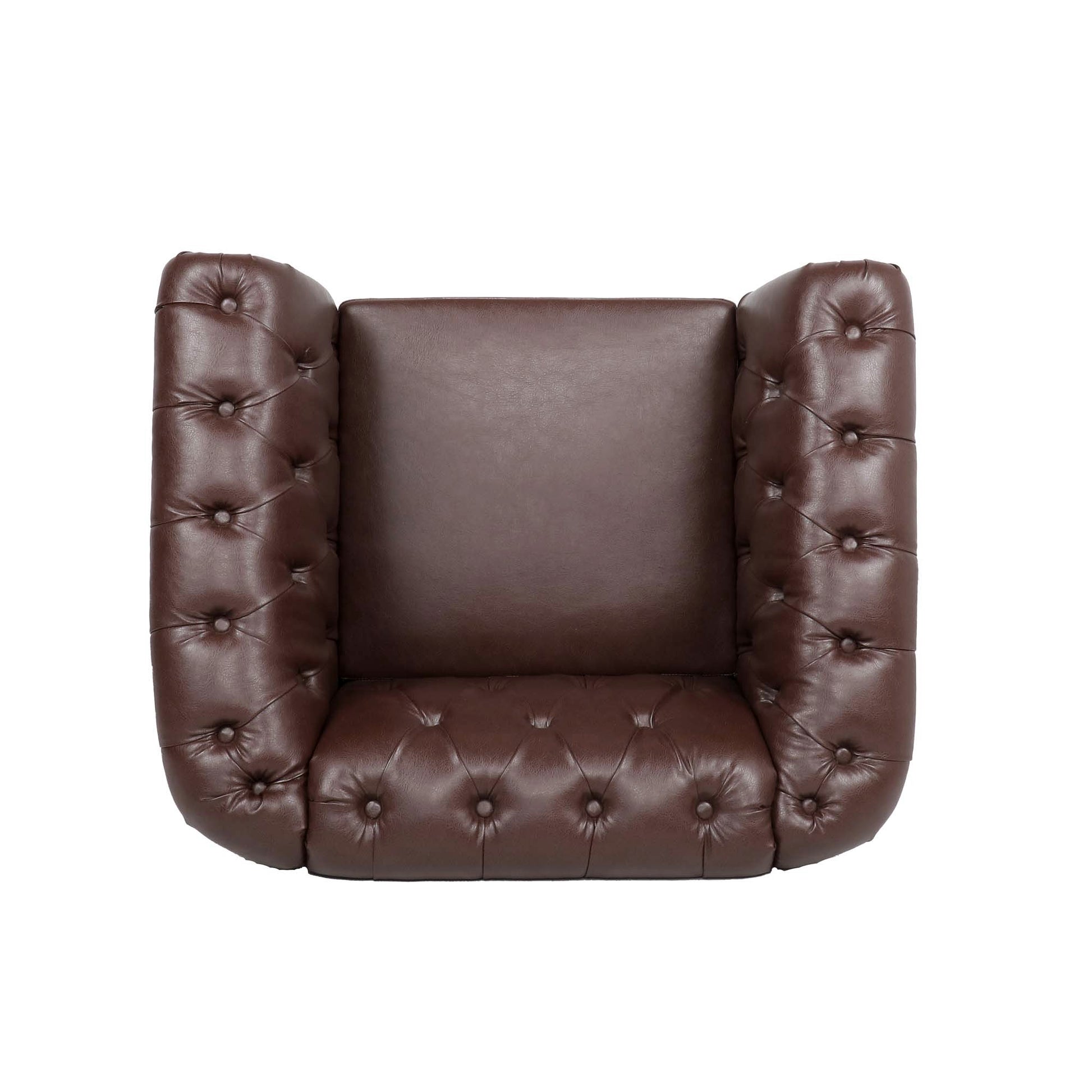 1 Seater Sofa For Living Room Dark Brown Pu