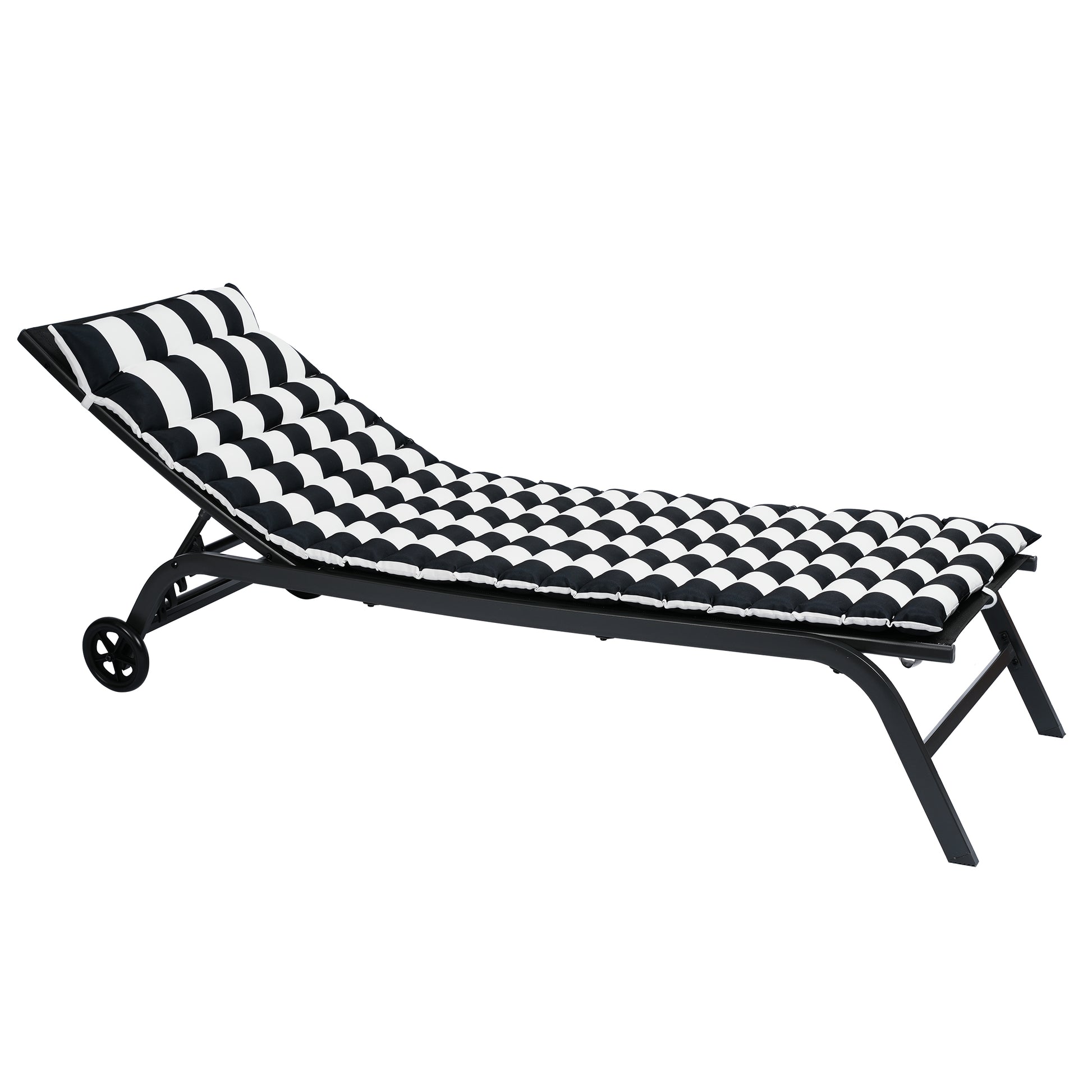 2Pcs Set Outdoor Lounge Chair Cushion Replacement Patio Funiture Seat Cushion Chaise Lounge Cushion Black White Black White Polyester