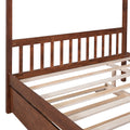 Full Size Wooden House Bed With Twin Size Trundle, Walnut Walnut Solid Wood