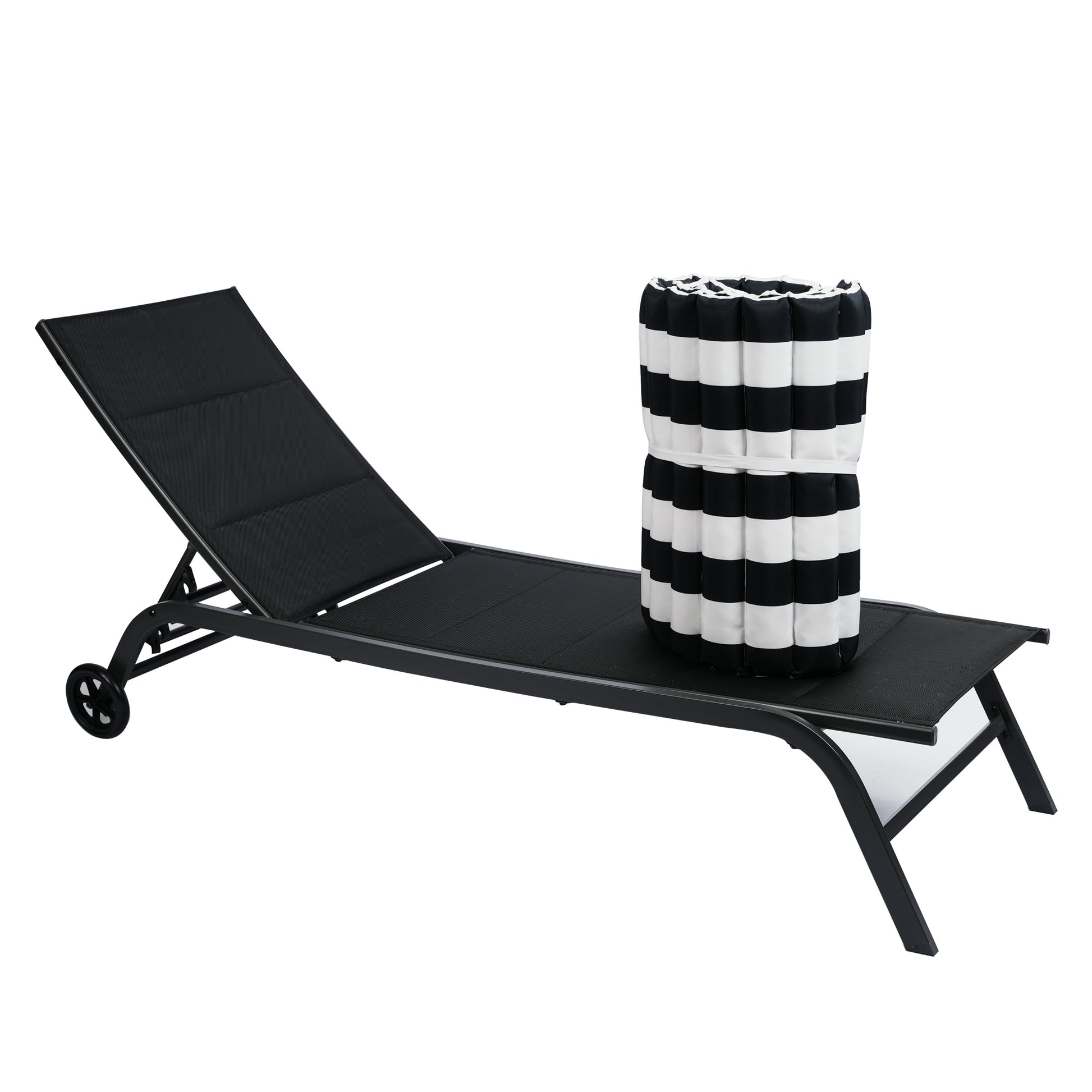 2Pcs Set Outdoor Lounge Chair Cushion Replacement Patio Funiture Seat Cushion Chaise Lounge Cushion Black White Black White Polyester