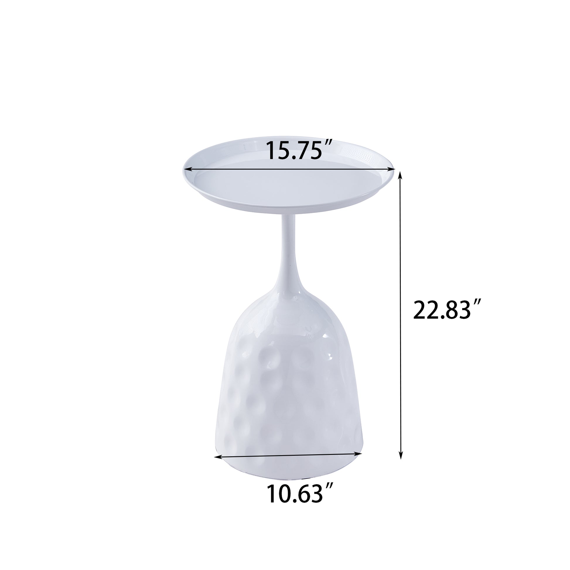 White Wine Cup Metal Side Table, Small Sofa Table, Round White Nightstand White Metal