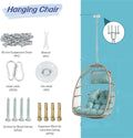 Outdoor Garden Rattan Egg Swing Chair Hanging Chair Wood Yes Complete Patio Set Khaki Yellow Uv Resistant Frame Water Resistant Cushion Garden & Outdoor American Design Complete Patio Sets